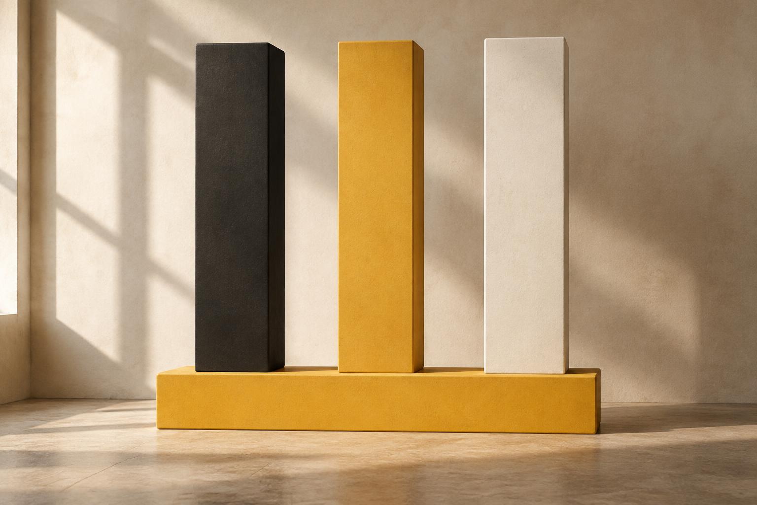 A sculptural composition of distinct forms sharing a common foundation